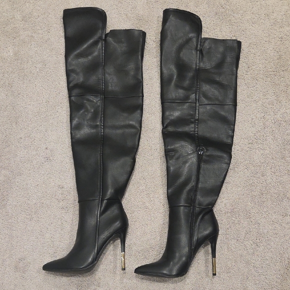 Shoe Dazzle Shoes - Shoe Dazzle Lola WC Black Over-the-Knee Boots